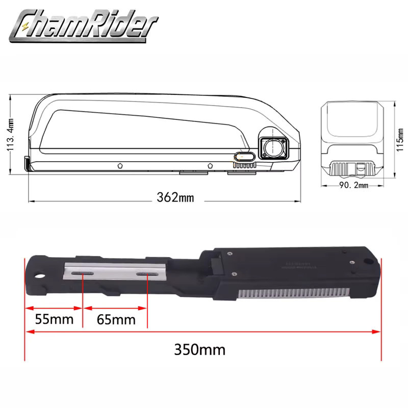 HaiLong E-Bike Batteriegehäuse mit USB-Ausgang in Schwarz, Modell SSE-077 - Bild 3