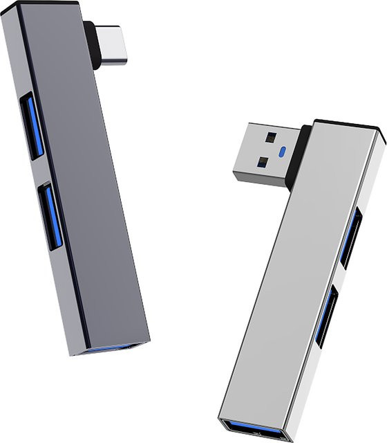 Ashiboogoole 3-in-1 USB-C Hub OTG mit 3 USB 3.0 Ports, 5,0 Gbit/s Geschwindigkeit, Silber - Bild 1
