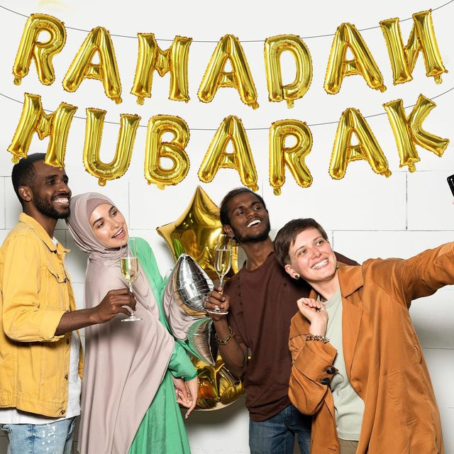 YAYB Ramadan Mubarak Folienballons in Gold, 16 Zoll Brief-Ballons für Eid und Muslimische Festtagsdekoration - Bild 1