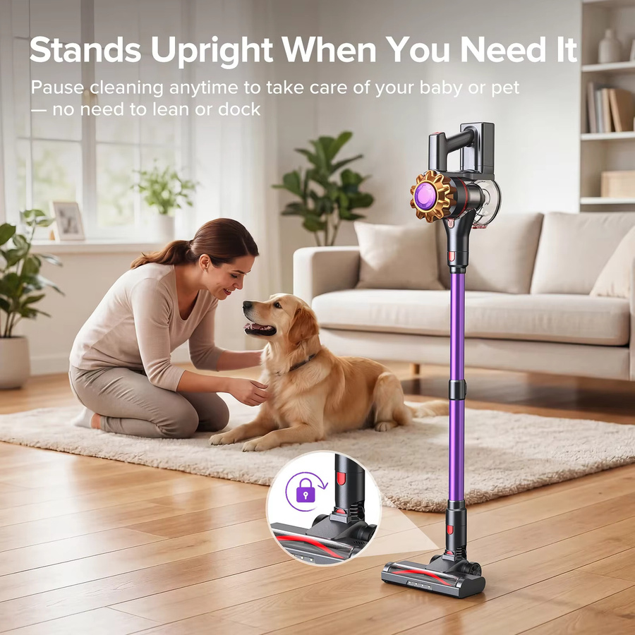 Lubluelu Kabelloser Staubsauger mit 320W und 32KPA Saugkraft, Beutelloses Design in Purple und Multicolour, 30 Minuten Akkulaufzeit - Bild 4