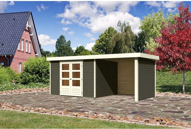 Karibu Holz-Gartenhaus Boras in Terragrau mit Flachdach und modernem Design, B: 298 cm, T: 242 cm, H: 211 cm - Bild 1