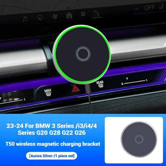 Magnetische MagSafe Handyhalterung für BMW 5 3er X3 X5 X6 X7 mit 15W kabellosem Ladegerät in Silber - Bild 1