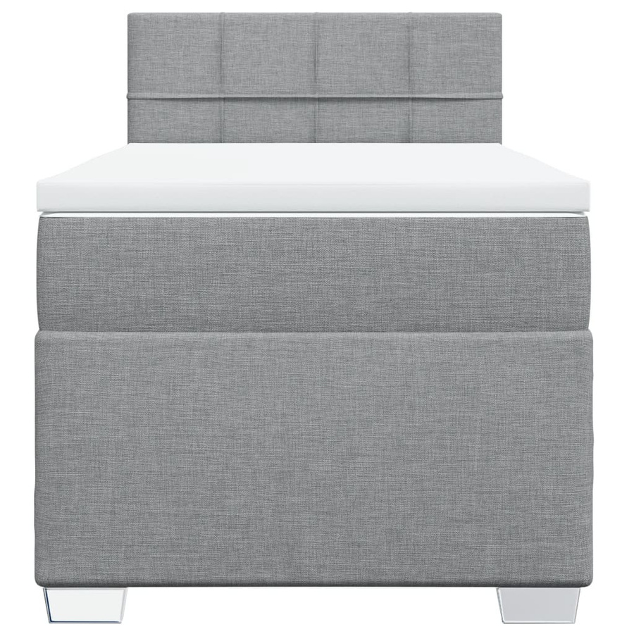 vidaXL Boxspringbett mit Matratze Hybrid-Design in Hellgrau, B/T: 100 x 200 cm - Bild 3