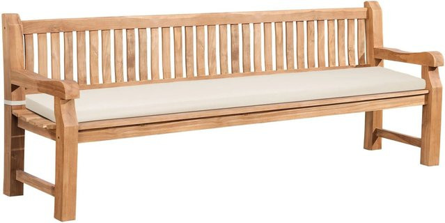 DELUKE Teakbank LUKAS aus Teakholz mit Sitzkissen in Creme, B/T/H: 240 x 61 x 93 cm - Bild 1