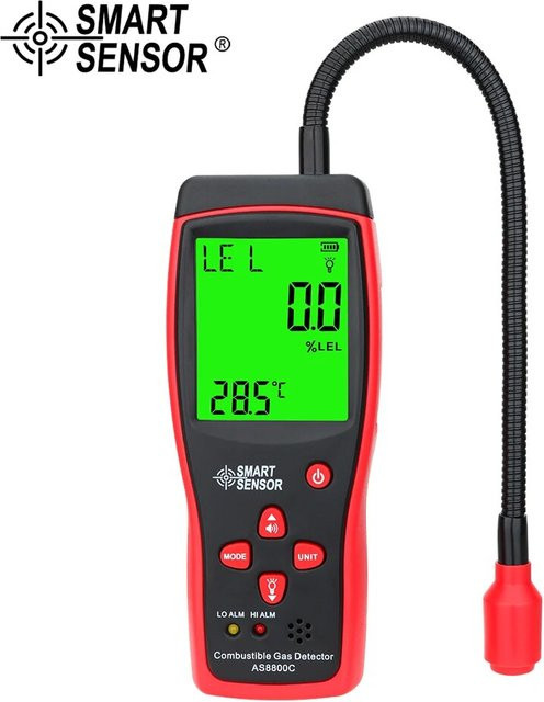 GVDA Gasleck-Detektor und Rauchmelder in Rot mit Ton- und Lichtalarm für brennbare Gase und Methan (0-10000PPM) - Bild 1