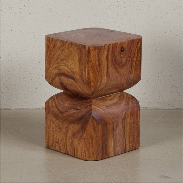 KADIMA DESIGN Rustikaler Beistelltisch aus Sheesham Massivholz in Braun, B/T/H: 45 x 30 x 30 cm - Bild 1