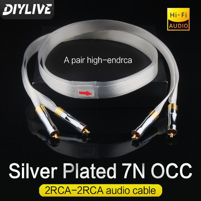 DIYLIVE Hi-End 7N OCC versilbertes 2RCA-Audiokabel mit 12 Strängen für HIFI-Anwendungen - Bild 1