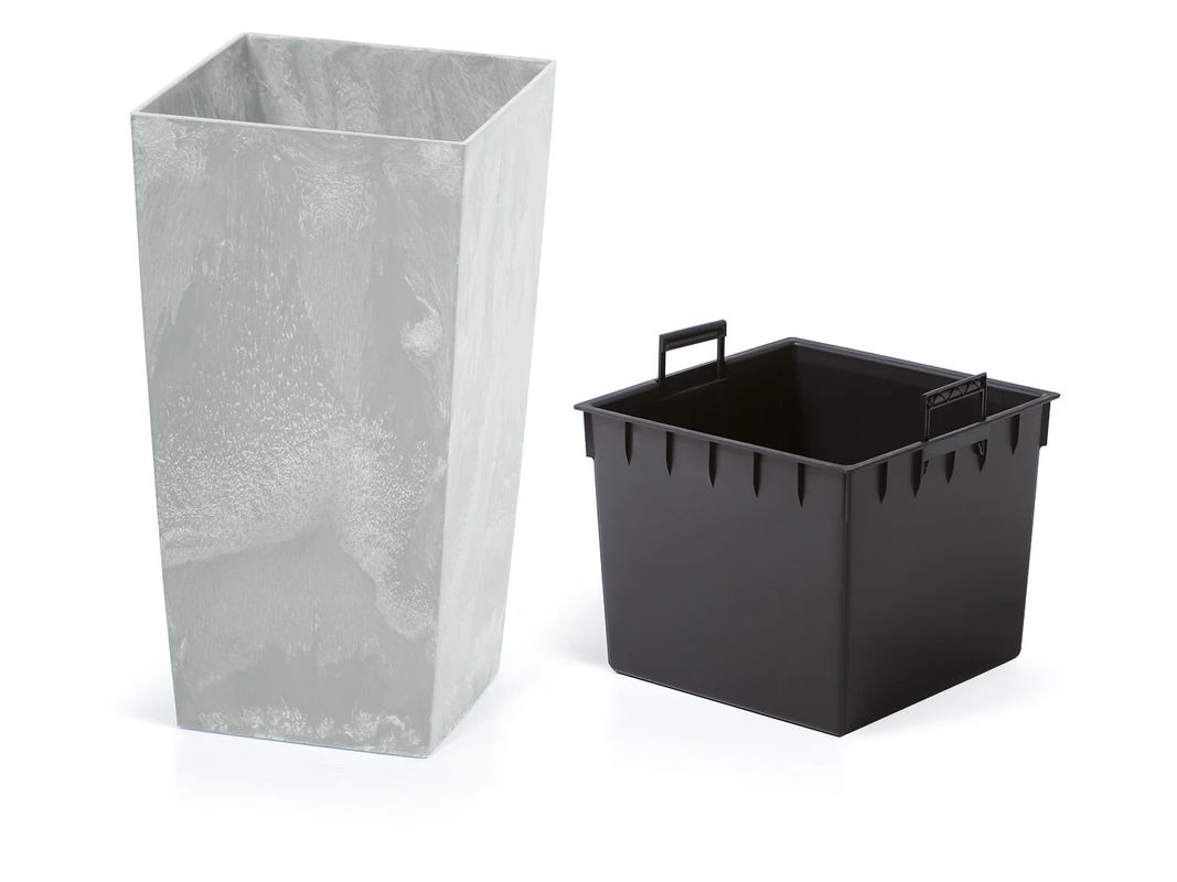 PROSPERPLAST Blumentopf mit Einsatz in Grau Betonoptik, B: 27 cm, H: 50 cm, T: 27 cm - Bild 2