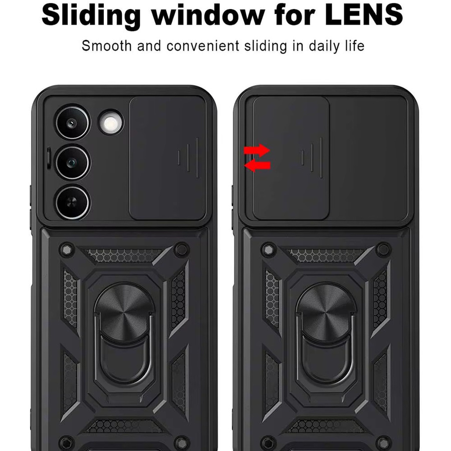 CYYWN Stoßfeste Schutzhülle mit Auto-Magnetring für Realme 16 Pro Plus und Realme 16 in Schwarz - Bild 3
