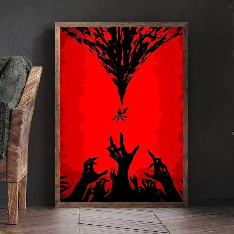 ULTRAKILL DIY Sticky Poster Vintage Kunstwerk in Weiß und Rot als abstrakte Wandmontage auf Papier - Bild 3