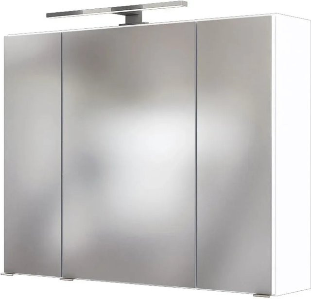 Held Möbel 3D-Spiegelschrank Verona Weiß mit LED-Beleuchtung und Steckdose, B: 80 cm - Bild 1