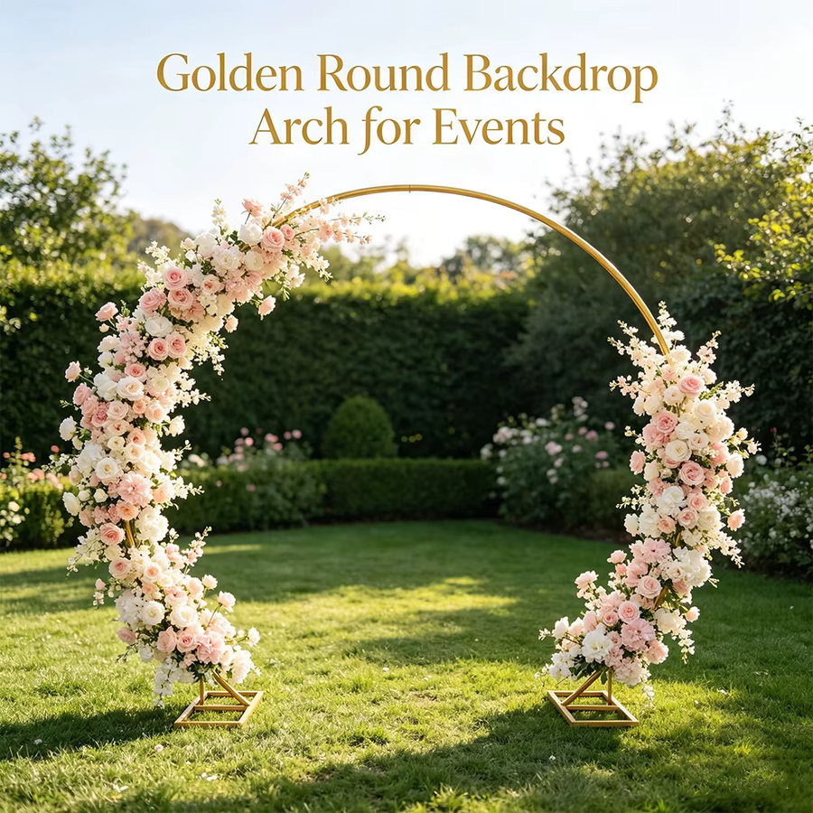 ELOOLE Metall-Hochzeitsbogen Rund in Gold als Ballonständer für Party-Dekorationen, B/H: 2,2 x 2 m oder 2,5 x 2,3 m - Bild 4
