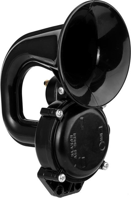 VehicleKit Superlaute Trompeten-Lufthupe mit elektrischem Ventil für Auto und LKW, 12/24 V, 135 dB, Schwarz - Bild 1