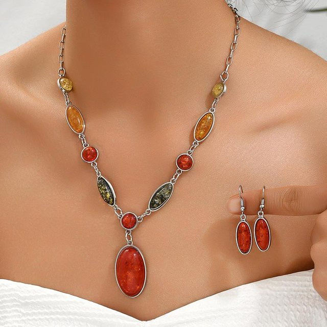 Nakahara Schmuck-Set, Halskette, Ohrringe, Eisenlegierung, Brown, Damen - Bild 1