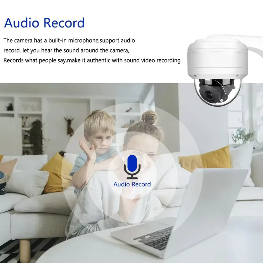 Devoccvo 8MP POE PTZ Sicherheitskamera für Außenbereich mit 4K Auflösung, 12X Optischem Zoom und Menschenerkennung, IP Dome Kamera in Weiß - Bild 2