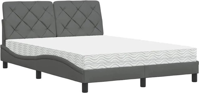 vidaXL Bett mit Matratze in Dunkelgrau und Weiß, B/T/H: 140 x 190 x 145 cm - Bild 1