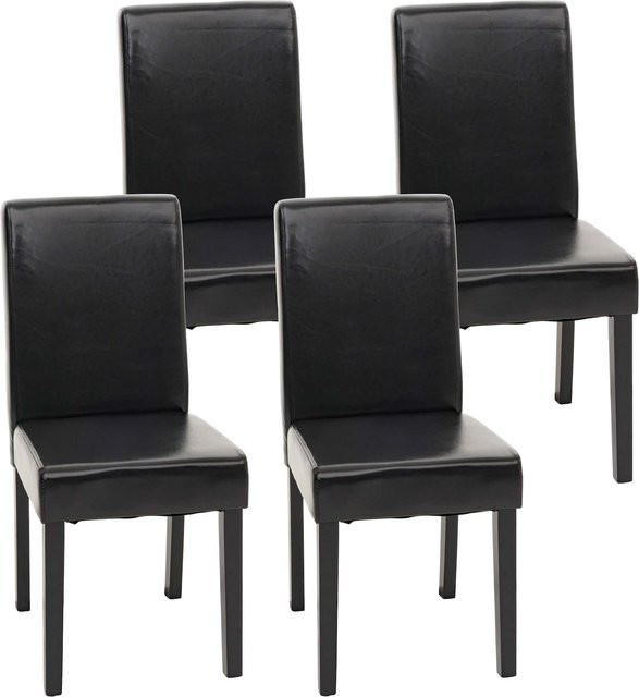 4er-Set MCW Esszimmerstühle Littau aus Kunstleder in Schwarz mit dunklen Beinen - Bild 1