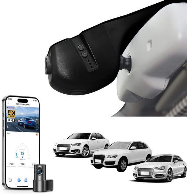 Mangoal Dashcam 4K UHD mit GPS und WiFi für Audi A3 A4 A5 A6 A7 A8 Q3 Q5 Q7 in Schwarz - Bild 1