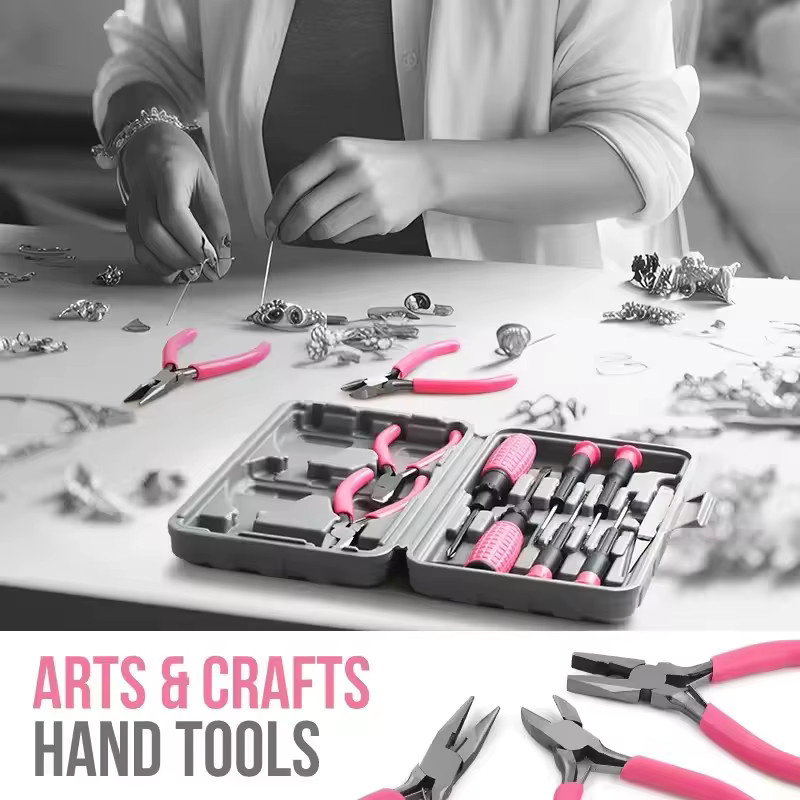 Hallo-Spec 11-teiliges DIY Schmuck Reparatur Werkzeug Set in Rosa für Damen - Bild 3