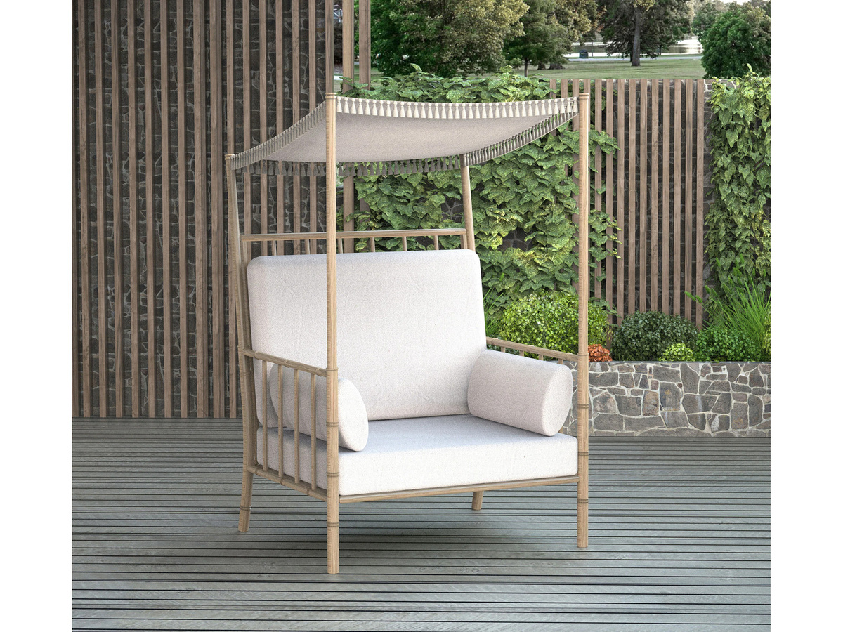 BETTER GARDEN Stahlsessel mit Baldachin und Auflagen in Braun - Bild 2