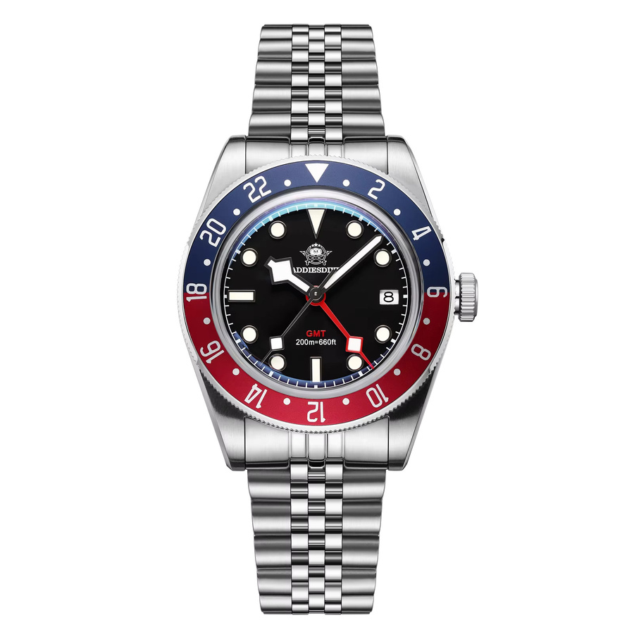 ADDIESDIVE Armbanduhr, GMT, Quarz, Edelstahl, Schwarz, Herren - Bild 7