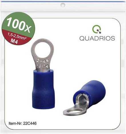 Quadrios 22C446 Ringkabelschuh Blau, Querschnitt max. 2,5mm², Loch-Ø 4,3mm, teilisoliert - Bild 1