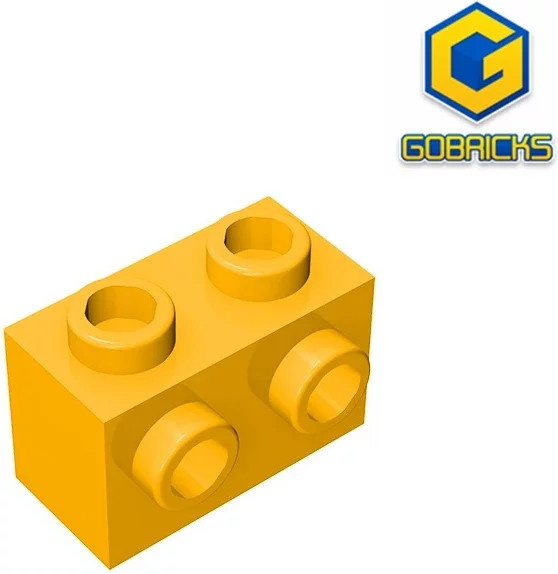Gobricks GDS-634 BRICK 1X2 W. 2 KNÖPFE, Zubehör, Gelb - Bild 1