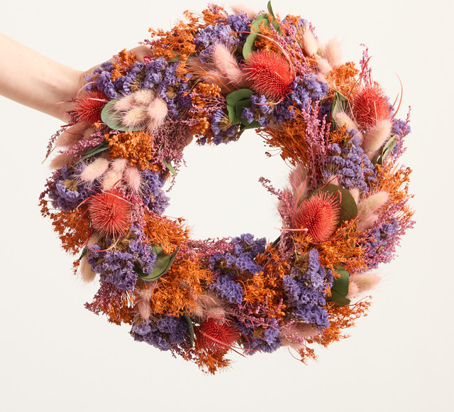 Trockenblumenkranz Pretty Bloom von Blume2000 in Multicolour (Purple, Orange, Pink) als runder Hängedekorationskranz aus Textil - Bild 1