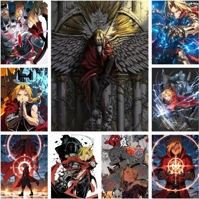 Potdemiel Fullmetal Alchemist Anime 5D DIY Diamantstickerei Set mit vollständigen runden Diamanten für Wanddekoration - Bild 1