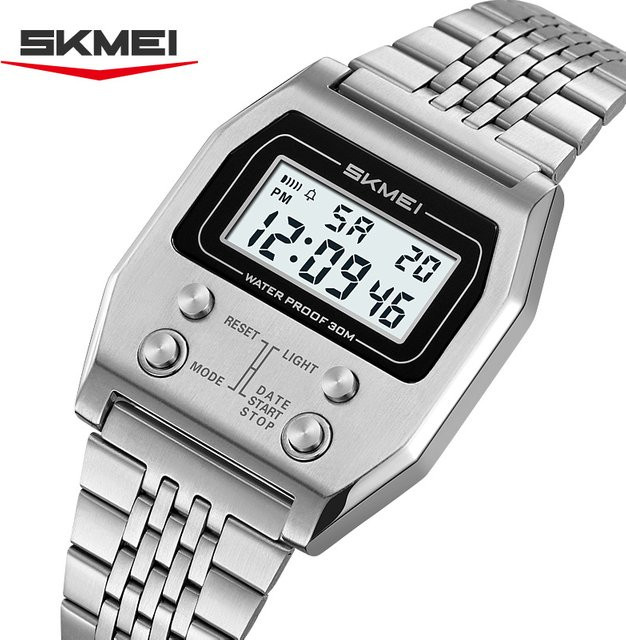 SKMEI Digitaluhr, Edelstahl, Silber, Herren - Bild 1