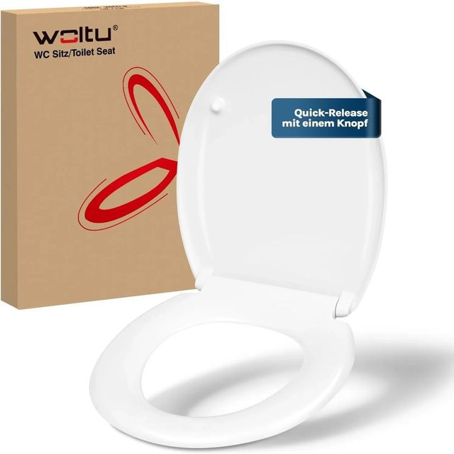 WOLTU Toilettendeckel WC Sitz mit Absenkautomatik und Quick Release in Weiß, Oval, B: 45,5 cm, T: 36,7 cm, H: 2,0 cm - Bild 1