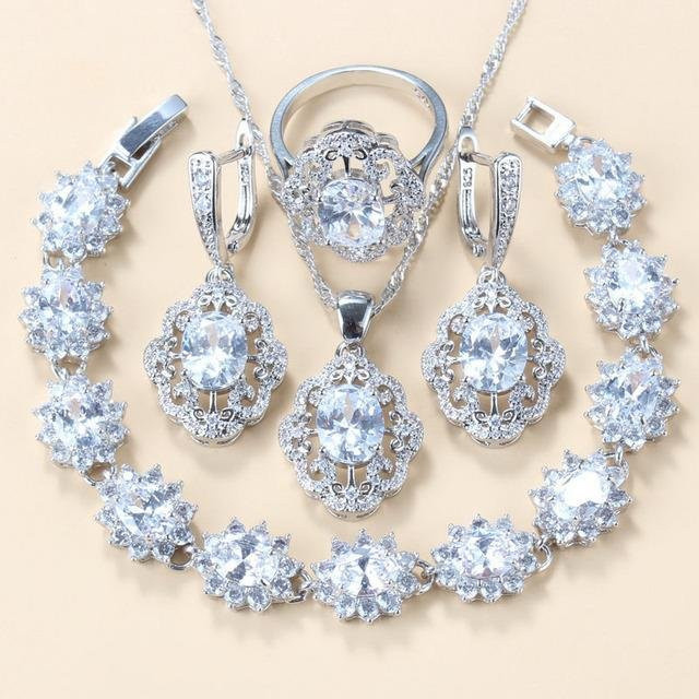 YIRAN Jewelry Schmuck-Set, Roter Granat, Zirkonia, Kupfer, Silber, Unisex - Bild 1