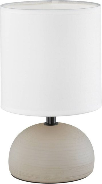 Reality Tischleuchte Luci in Cappuccino mit Keramik und Stoff, Farbe: Weiß/Beige, Höhe: 23 cm, Durchmesser: 14 cm, Fassung: E14 - Bild 1