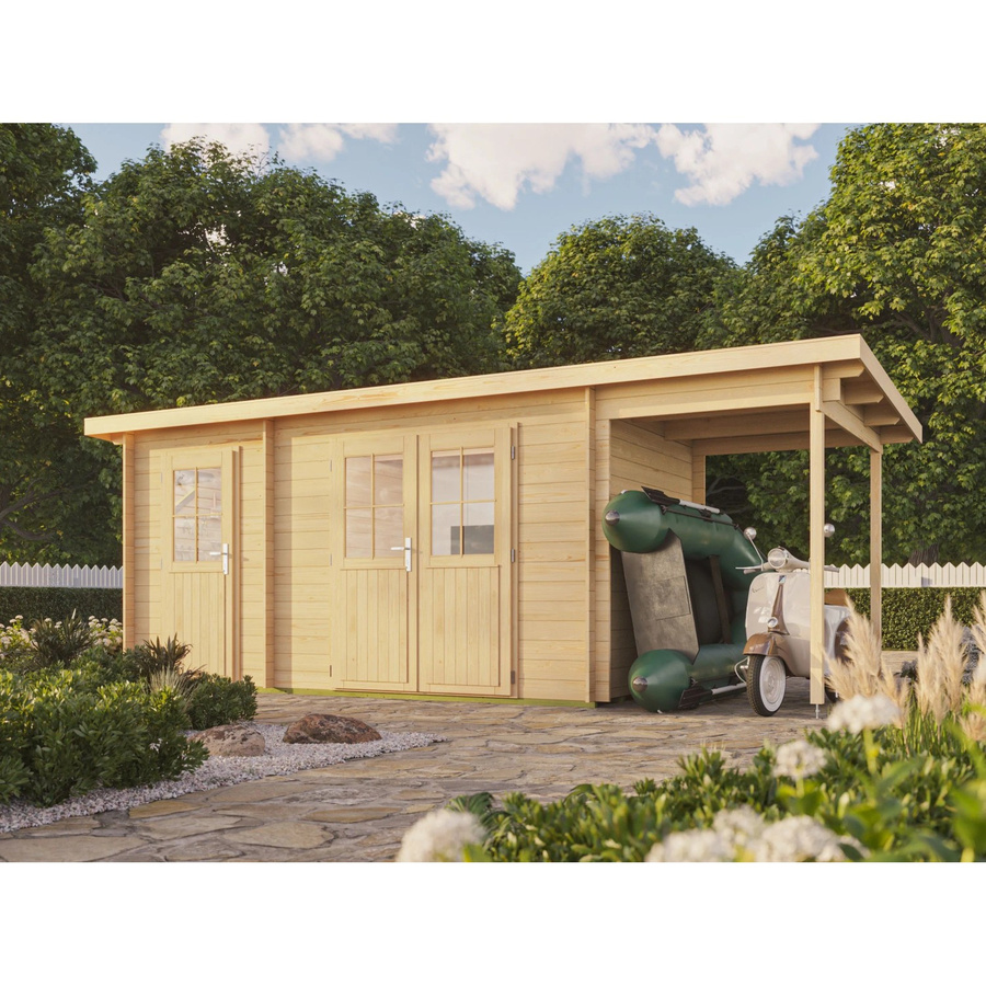 Fjordholz Gartenhaus Ezra 2I Pultdach aus Holz in Beige und Transparent, Imprägniert - Bild 2