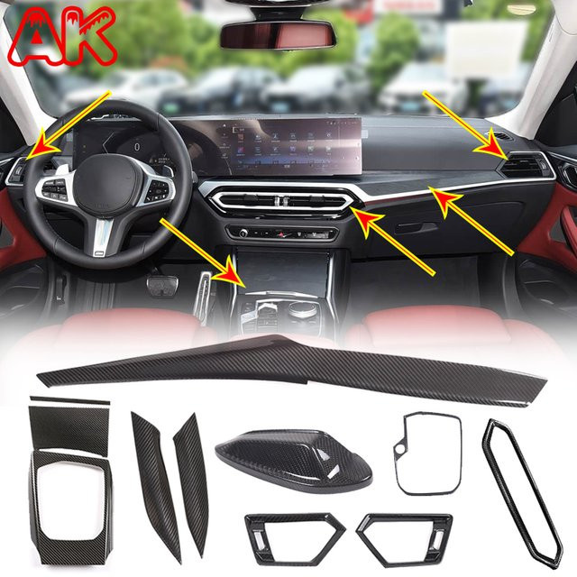 Metyoucar Mittelkonsolen-Abdeckung aus echter Carbon-Faser für BMW 2er 3er 4er Serie G42 G20 G28 G22 G26 M2 G87 M3 G80 M4 G82 (2022-2023) in Schwarz - Bild 1