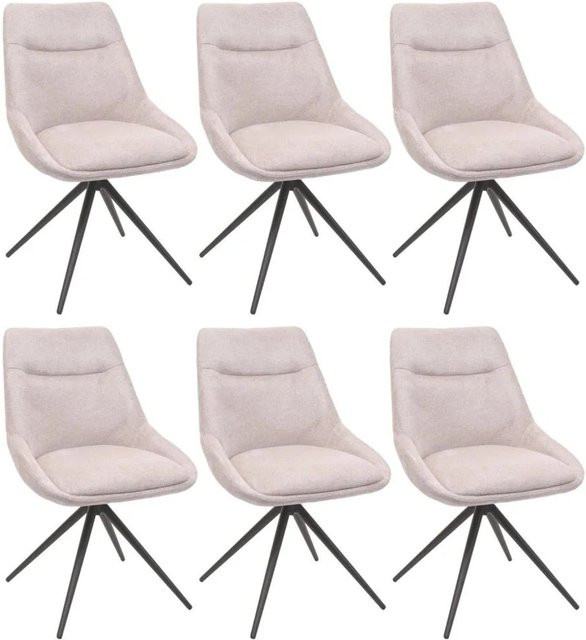 6er-Set MCW Esszimmerstuhl M65 in Beige, drehbarer Küchenstuhl mit Metallgestell und Stoffbezug - Bild 2