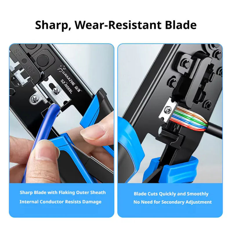 SAMZHE RJ45 Crimpzange als Ethernet Netzwerk LAN Kabel Crimpwerkzeug mit Schneide- und Abisolierfunktion für 6P 8P RJ11 RJ12 RJ45 - Bild 3