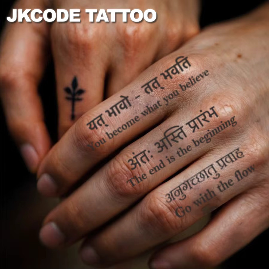 JKCODE TATTOO Sanskrit Power Words Temporärtattoo, Unisex - Bild 3