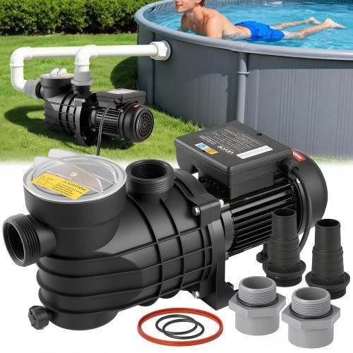 VEVOR Poolpumpe für Aufstellpools und Whirlpools, 250W, 11.700 l/h Förderleistung, Single Speed, mit Filterkorb und Deckel - Bild 1