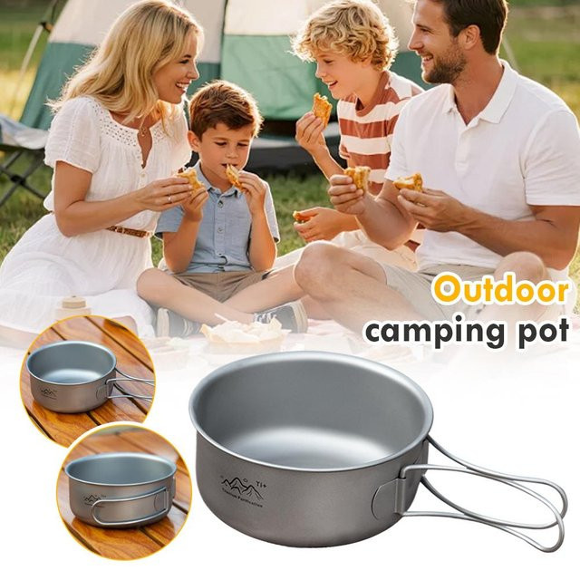 Naturehike Titan-Klapptopf mit Klappgriffen, ultraleichter Kochtopf aus Titan in Silber für Outdoor und Camping - Bild 1