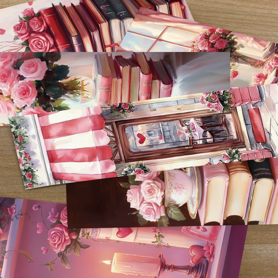30 Stück ästhetische Lesezeichen mit rosa Rosen Motiv aus Papier für Schule und DIY - Bild 3