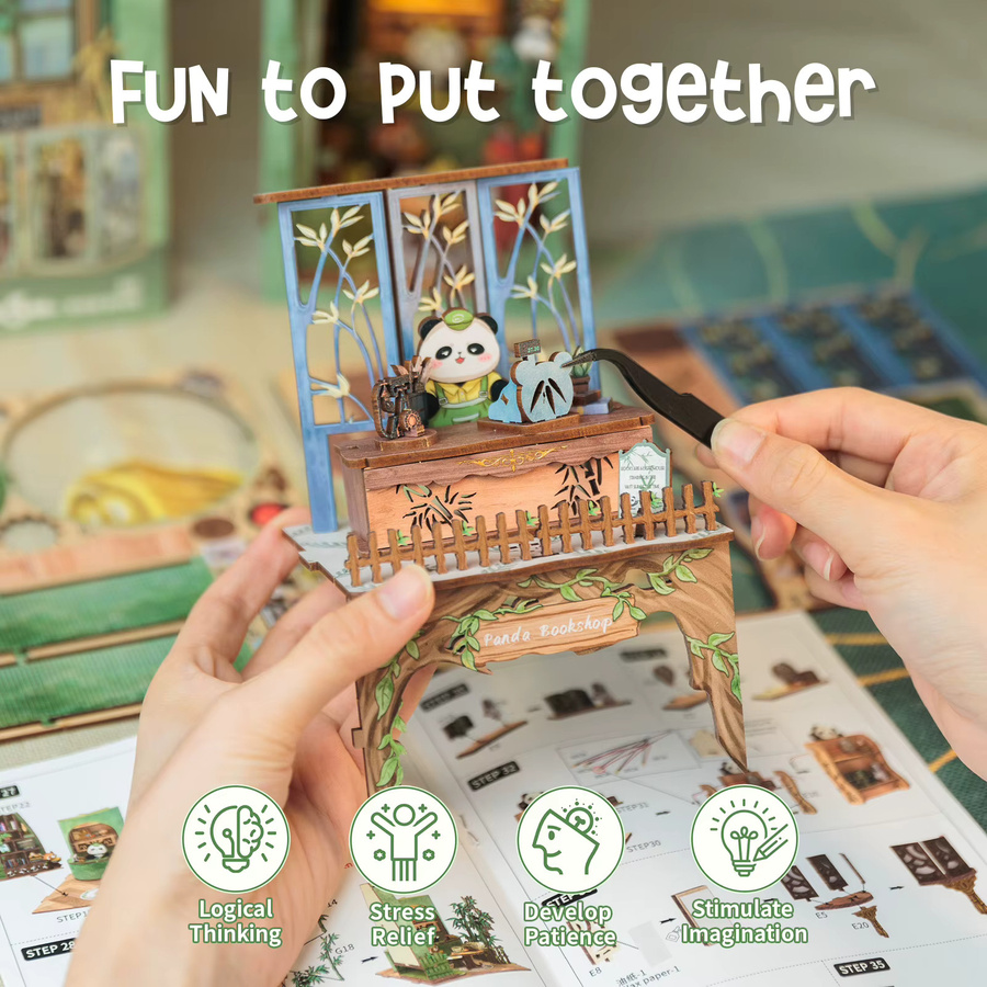 CUTEBEE DIY Book Nook Miniatur-Puppenhaus, 3D-Puzzle, mit Licht - Bild 3