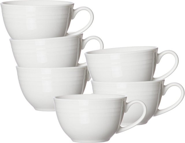 Ritzenhoff & Breker Kaffeetassen Levi aus Porzellan, 6er Set, Weiß, 220 ml - Bild 1