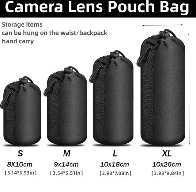 EASONSTARRY RF11 Kamera Objektiv Tasche Wasserdicht mit Kordelzug in Schwarz für Canon Sony Nikon und digitale SLR Kameras - Bild 1