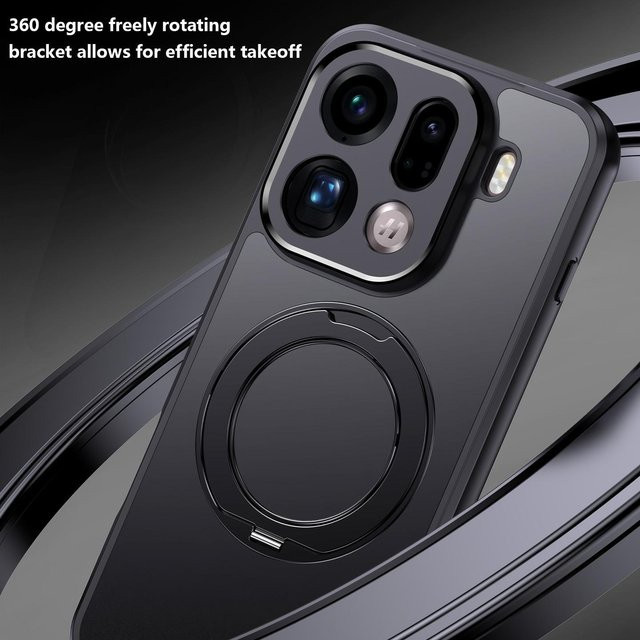 GRASALE Handyhülle für OPPO Find X9 Pro, OPPO Find X9 und OPPO X8 Pro mit Ringständer und magnetischem MagSafe Schutz, Schwarz - Bild 1