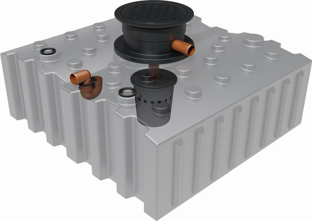 GreenLife Regenwasser-Flachtank 4.000 l mit Biovitor und begehbarer Sicherheitskunststoffabdeckung - Bild 1