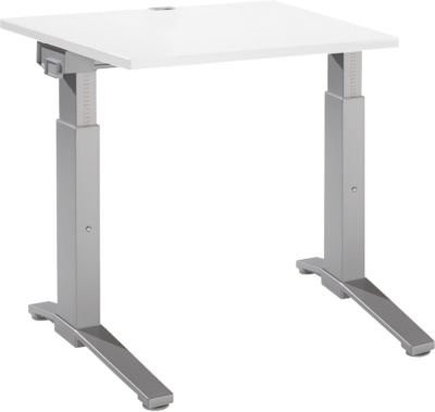 Schäfer Shop Genius Schreibtisch ERGOSTYLE S, manuell höhenverstellbar, Rechteck, C-Fuß, B/T/H: 80 x 80 x 67,5-89,5 cm, weiß/weißaluminium - Bild 1