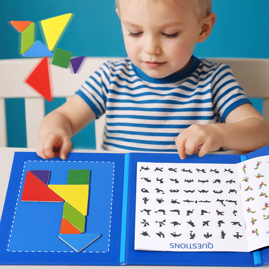 soulbao Magnetisches Tangram Puzzle Buch, Holz, Bunt, Pädagogisches Spielzeug - Bild 2