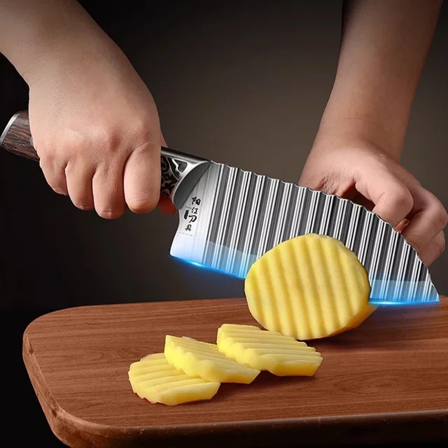 PLYS Wellenmesser aus Edelstahl in Silber, geschärftes Kartoffelmesser zum Schneiden von Rettich und Kartoffeln - Bild 1