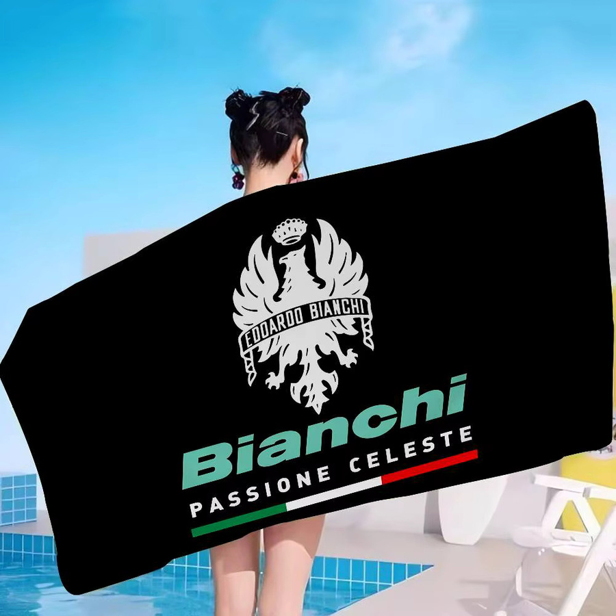 Bianchi Bike Mikrofaser-Strandtuch, schnell trocknendes und super saugfähiges Pool-Handtuch mit Grafikdruck in Schwarz - Bild 4